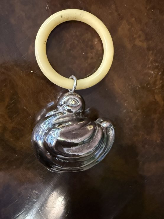 Vintage zilveren baby rammelaar | eend - Afbeelding 5