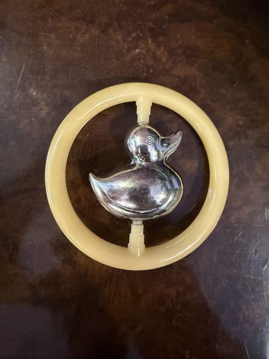Vintage zilveren rammelaar | bijtring | eend - Afbeelding 2