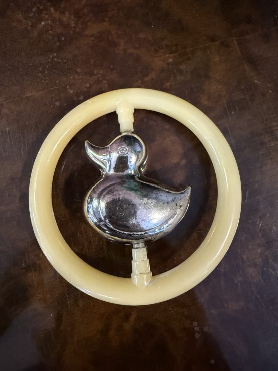 Vintage zilveren rammelaar | bijtring | eend - Afbeelding 3