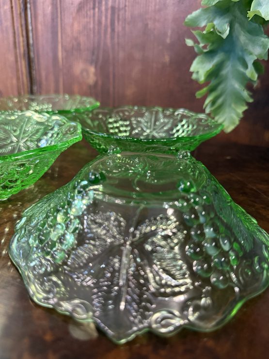 Vintage schaaltjes | set van 4 | groen glas - Afbeelding 7