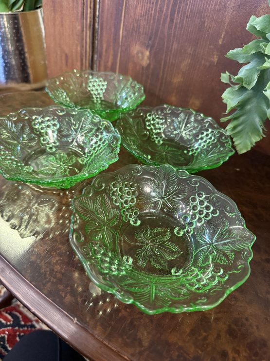 Vintage schaaltjes | set van 4 | groen glas - Afbeelding 8