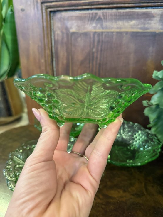 Vintage schaaltjes | set van 4 | groen glas - Afbeelding 4