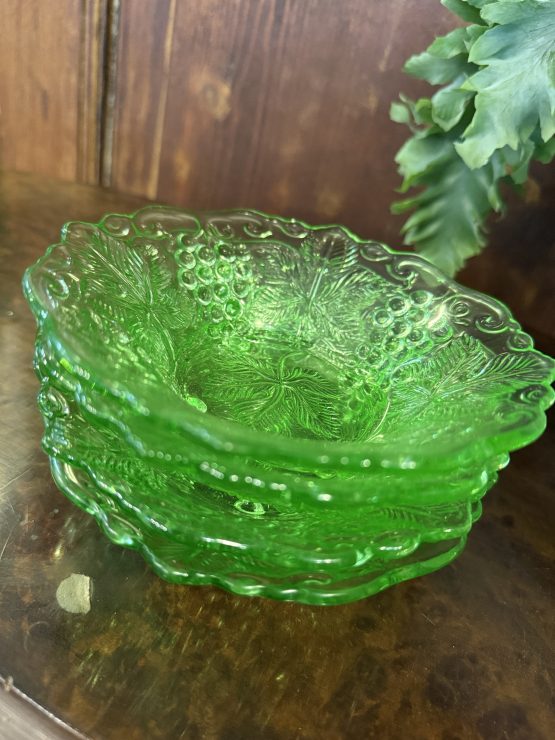 Vintage schaaltjes | set van 4 | groen glas - Afbeelding 2
