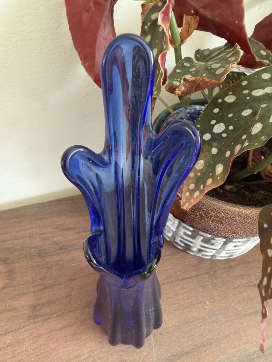 Vintage cobalt blauw “5 vinger” vaasje | Swung Vase - Afbeelding 7
