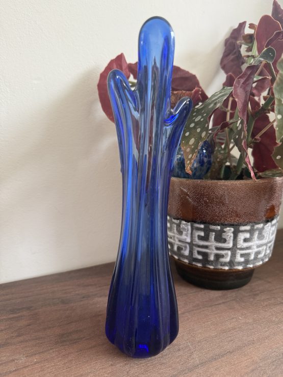 Vintage cobalt blauw “5 vinger” vaasje | Swung Vase - Afbeelding 5