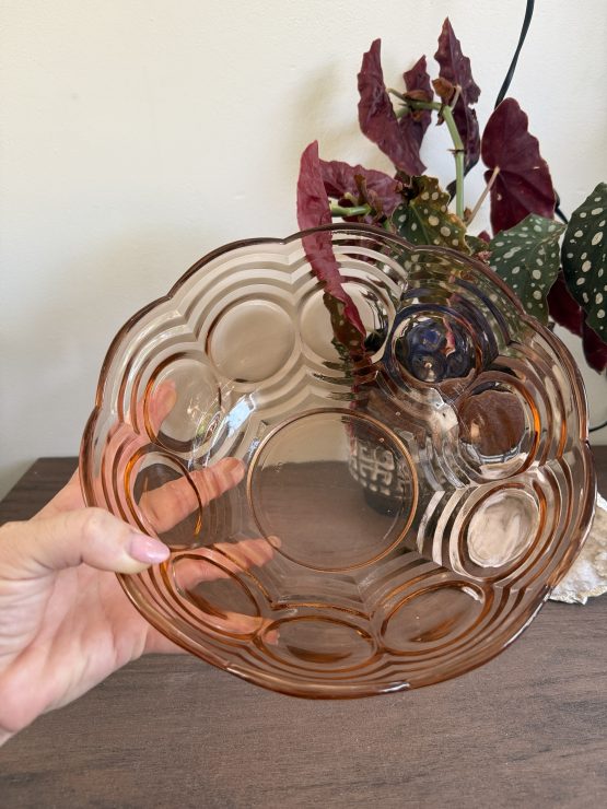 Vintage schalen set | 5 schalen | Frans roze glas - Afbeelding 3