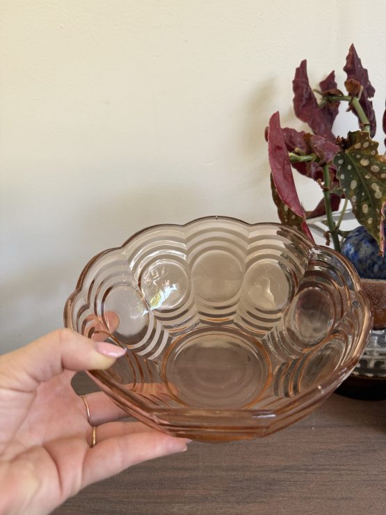 Vintage schalen set | 5 schalen | Frans roze glas - Afbeelding 14