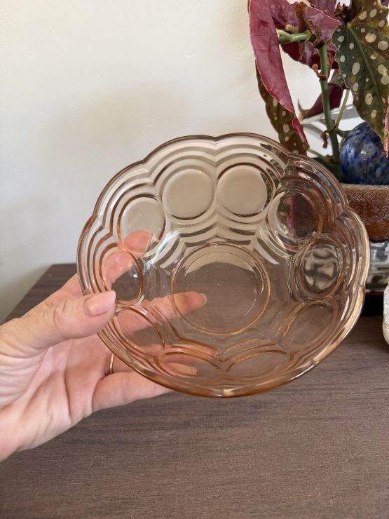 Vintage schalen set | 5 schalen | Frans roze glas - Afbeelding 13