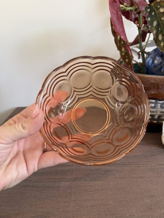 Vintage schalen set | 5 schalen | Frans roze glas - Afbeelding 9